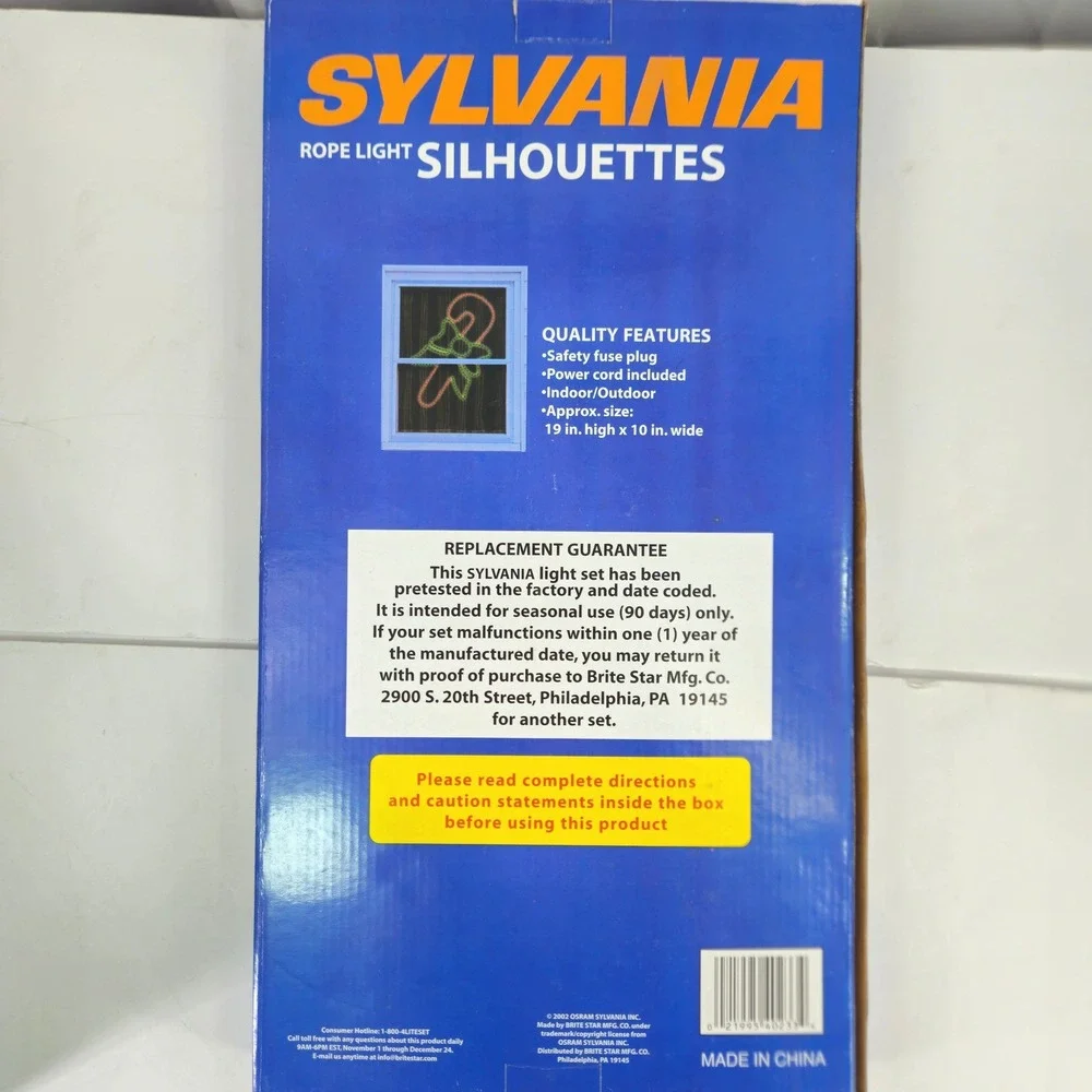 Sylvania Rope Light Silhouette Candy Canes Bow Christmas Decor 19x10 Vintage '02
